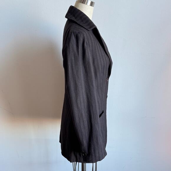 Vintage 90's ROMEO GIGLI Wool Brown Pin-stripe Blazer - Picture 2 of 8